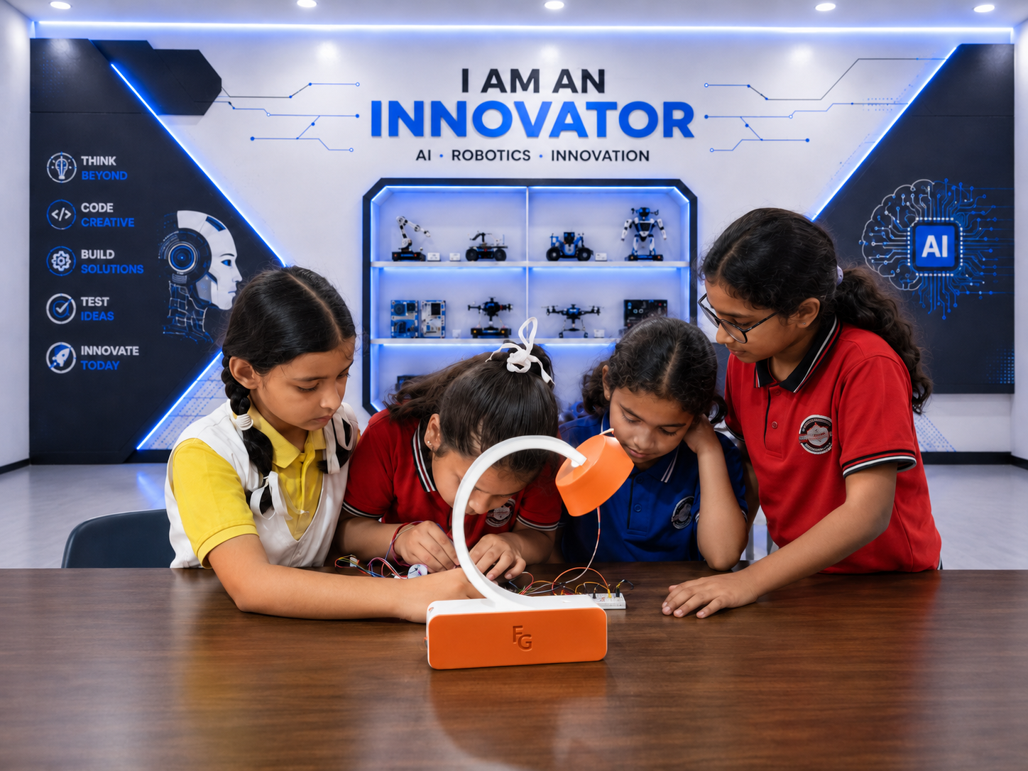 AI & Robotics Lab — students learning robotics