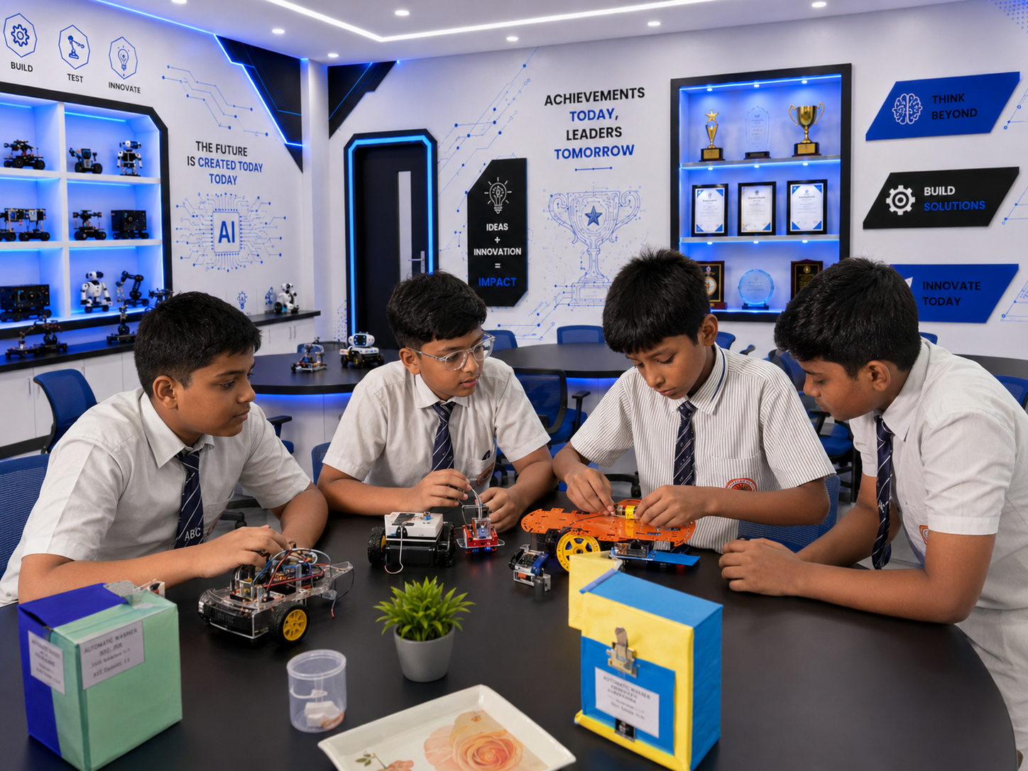 AI & Robotics Lab — students learning robotics