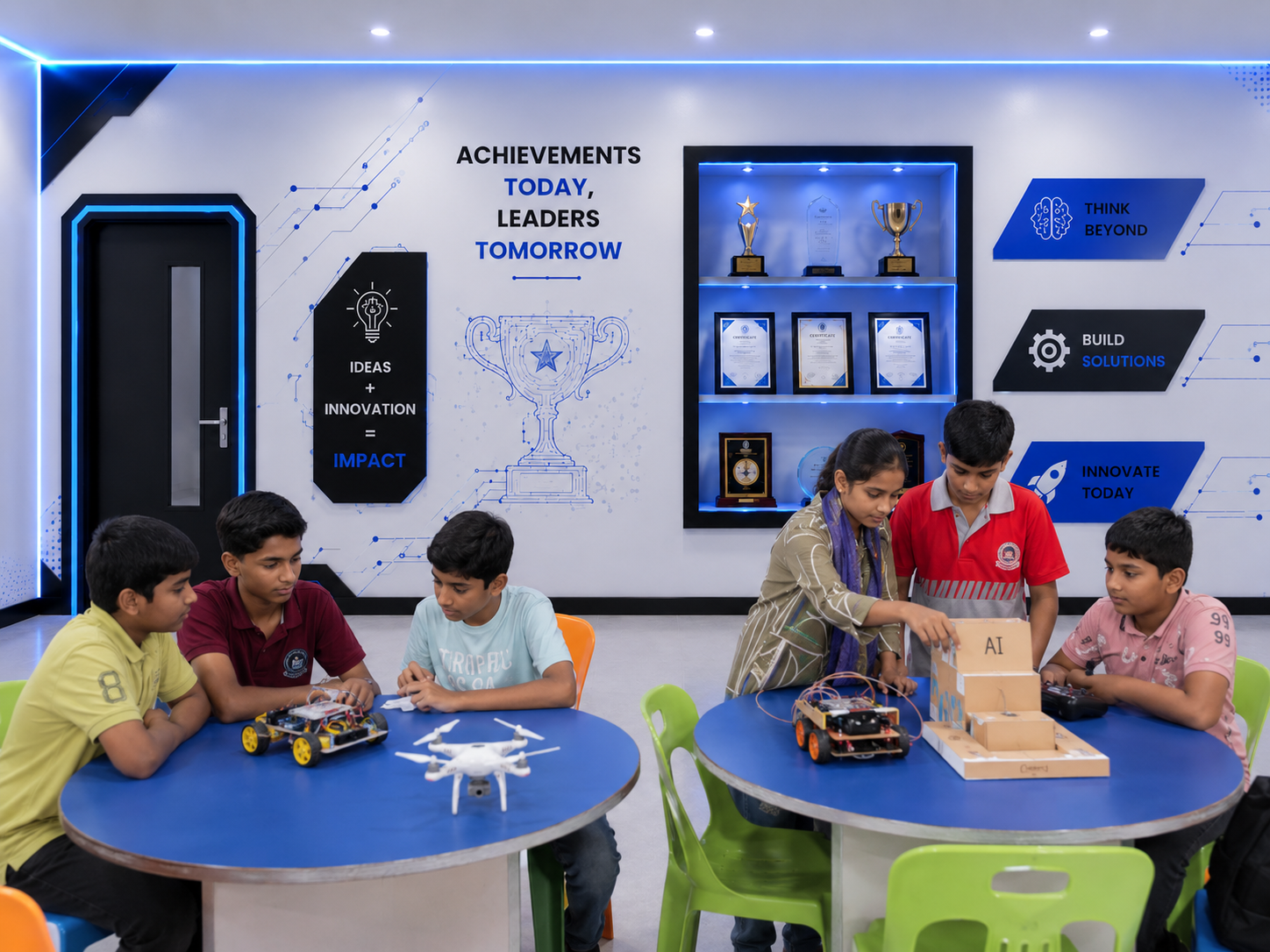 AI & Robotics Lab — students learning robotics